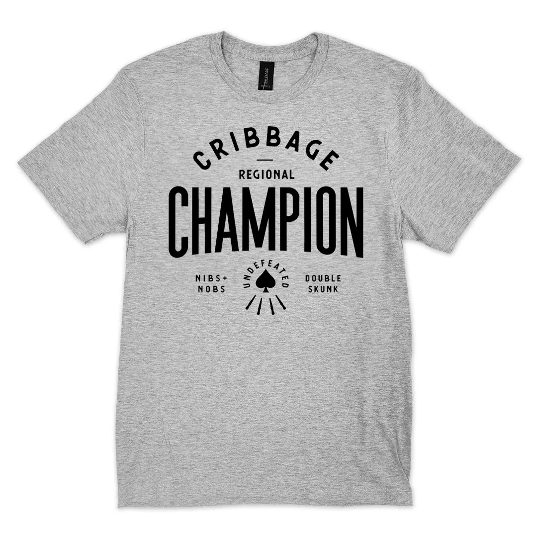 218 Clothing Gift Cribbage Champion Tee Medium Sport Grey